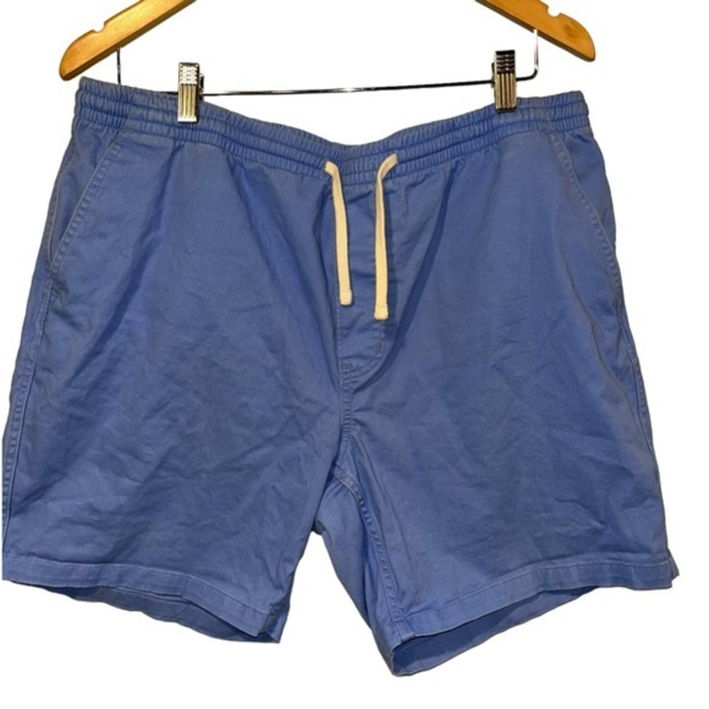 Lands End Mens‎ Blue Elastic Waist Drawstring Deck Shorts Size L 36-38 #159